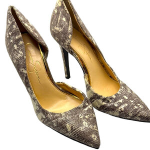 Jessica Simpson Snake Print Heels Brown Cream Size 7